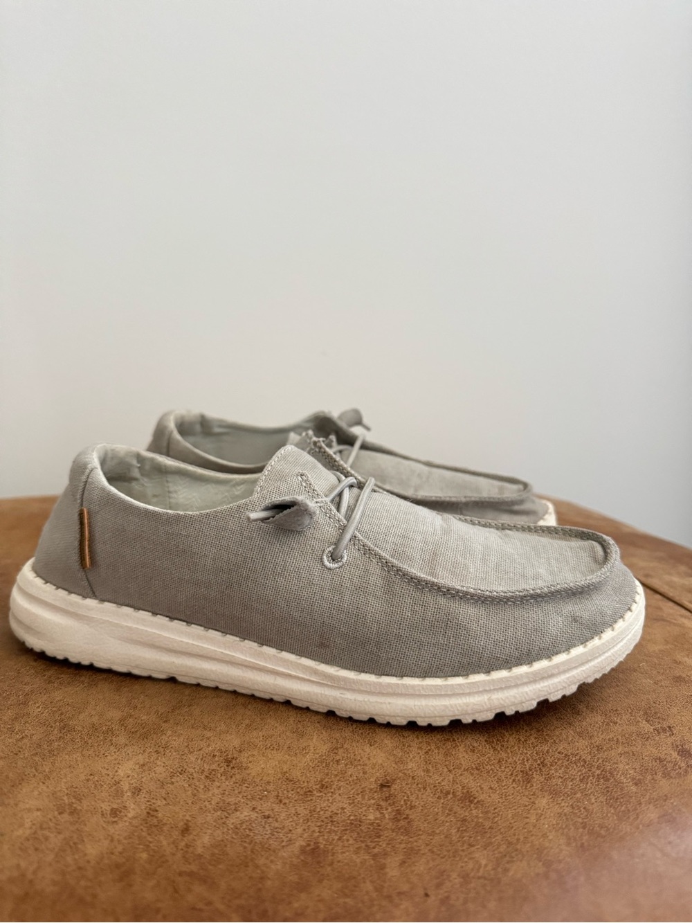 Hey Dude Women’s Wendy Chambray Light Gray Slip-On Loafers